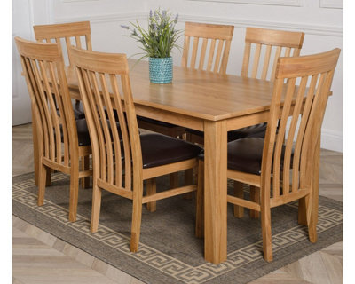 That's Furniture Oslo 180 X 90 Cm Large Oak Dining Table And 6 Chairs Dining Set With Harvard Chairs - image 1