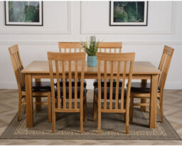 That's Furniture Oslo 180 X 90 Cm Large Oak Dining Table And 6 Chairs Dining Set With Harvard Chairs - thumbnail 2