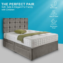 Dining Tables Rio Matching Headboard Divan Set, 2 Drawer On Same Side With Sprung 1500 Comfort Mattress - King - thumbnail 2