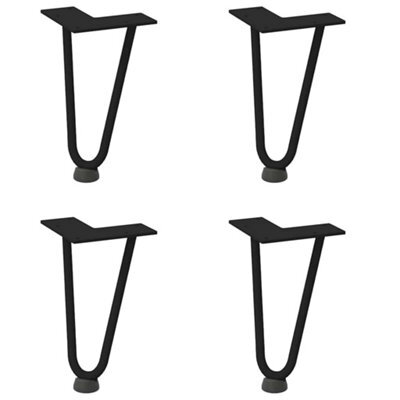 Berkfield Modern Hairpin Legs For Coffee Table 4 Pcs Black 20 Cm Solid Steel