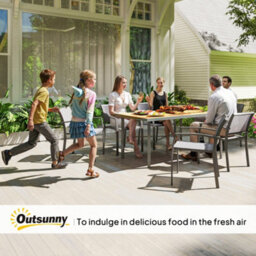 Outsunny Garden Table For 6, Outdoor Dining Table With 5Cm Umbrella Hole - thumbnail 9