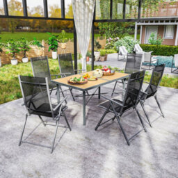 Outsunny Garden Table For 6, Outdoor Dining Table With 5Cm Umbrella Hole - thumbnail 8
