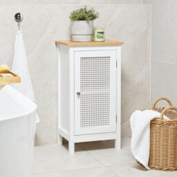 Wyld And Coco Novacasa White Mdf Bathroom Cabinet 30 X 75 Cm, 2 Shelves, Perforated Doors - thumbnail 2