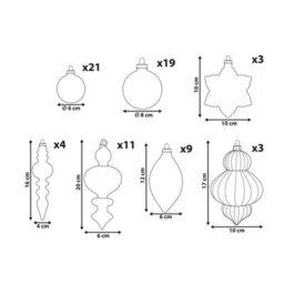 Beliani Set Of 70 Baubles Twinkle Glass Red/ Green - thumbnail 3