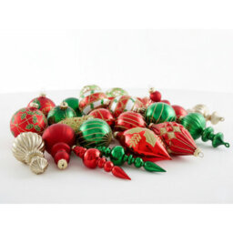 Beliani Set Of 70 Baubles Twinkle Glass Red/ Green