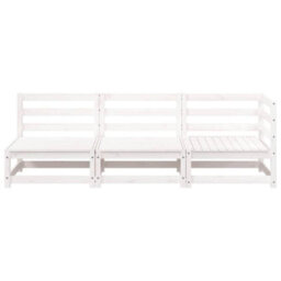 Berkfield Garden Sofa 3-Seater White Solid Wood Pine - thumbnail 4
