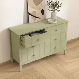 Melody Maison Sage Green 6 Drawer Chest Of Drawers - Padstowe Sage Green Range - thumbnail 2