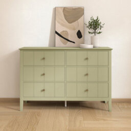 Melody Maison Sage Green 6 Drawer Chest Of Drawers - Padstowe Sage Green Range - thumbnail 3