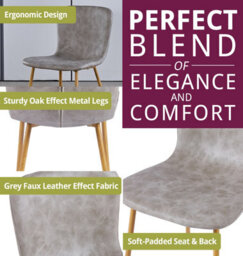 Hallowood Furniture Newquay Oak Flip Top Extending Table With 6 Taupe Leather Effect Chair With Oak Effect Legs - thumbnail 6