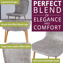 Hallowood Furniture Newquay Oak Flip Top Extending Table With 6 Taupe Leather Effect Chair With Oak Effect Legs - thumbnail 5