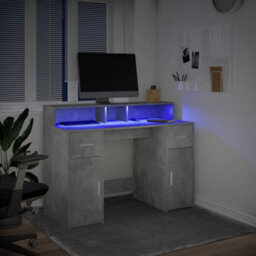 Walplus Desk With Led Lights Concrete Grey 120X55X91 Cm Engineered Wood - thumbnail 5