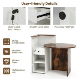 Reception Desk Front Counter Desk W/lockable Drawer Checkout Table W/shelf - thumbnail 5