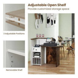 Reception Desk Front Counter Desk W/lockable Drawer Checkout Table W/shelf - thumbnail 4