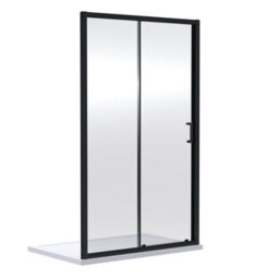 Balterley 6mm Toughened Safety Glass Sliding Shower Door, Side Panel And Shower Tray - 1400 X 700 X 1900mm - Matt Black Frame - White Tray - thumbnail 4