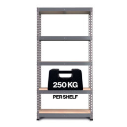 RB UK Rb Boss Garage Shelving Unit Fastlok 5 Shelf Mdf Galvanised Steel (H) 1800mm (W) 900mm (D) 300mm - thumbnail 4