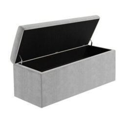 180Cm Large Plain Safar Storage Ottoman Box, Silver Naples Upholstered Deep Storage Ottoman End Of Bed Bench - thumbnail 6