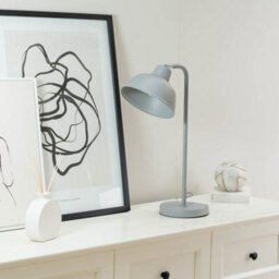 Valuelights Morris Grey Metal Stem Table Lamp With Angled Dome Shade For Living Room Bedroom Office - thumbnail 5