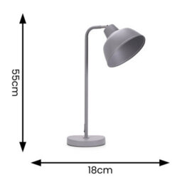 Valuelights Morris Grey Metal Stem Table Lamp With Angled Dome Shade For Living Room Bedroom Office - thumbnail 6