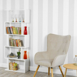 Urbn-Living Urbnliving Height 159Cm 5 Tier Wooden S-Shaped Bookcase Living Room Colour White Modern Display Shelves Storage Unit Divider - thumbnail 3
