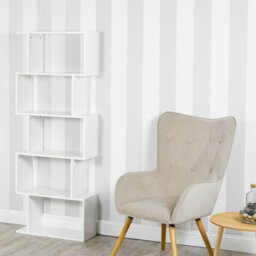 Urbn-Living Urbnliving Height 159Cm 5 Tier Wooden S-Shaped Bookcase Living Room Colour White Modern Display Shelves Storage Unit Divider - thumbnail 2
