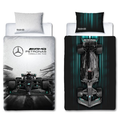 MERCEDES AMG PETRONAS Mercedes Skyline Single Polycotton Duvet Cover And Pillowcase Set - image 1