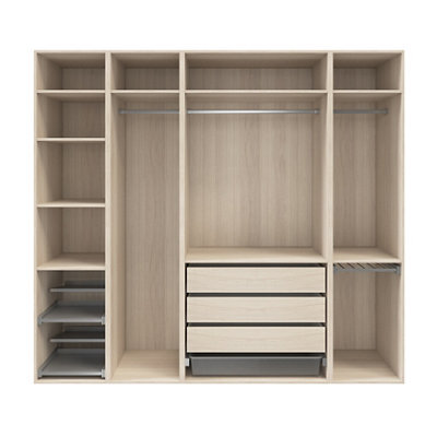 GoodHome Atomia Freestanding Oak Effect Chipboard Wardrobe, Clothing & Shoes Organiser (H)2250mm (W)2500mm (D)580mm - image 1