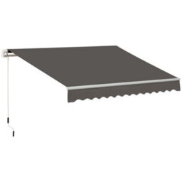 Outsunny Manual Retractable Awning Garden Shelter Canopy 3 X 2M Grey - thumbnail 2