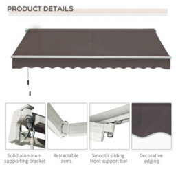 Outsunny Manual Retractable Awning Garden Shelter Canopy 3 X 2M Grey - thumbnail 7