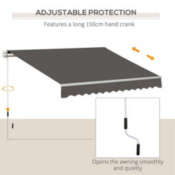 Outsunny Manual Retractable Awning Garden Shelter Canopy 3 X 2M Grey - thumbnail 6