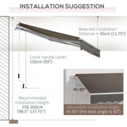 Outsunny Manual Retractable Awning Garden Shelter Canopy 3 X 2M Grey - thumbnail 8