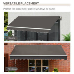 Outsunny Manual Retractable Awning Garden Shelter Canopy 3 X 2M Grey - thumbnail 5