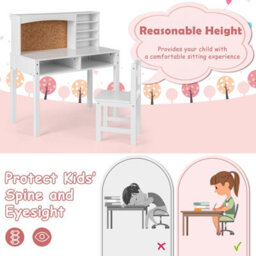 Costway Kids Desk And Chair Set Wooden Children Study Table &chair Writing Table Set - thumbnail 5