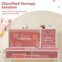 Costway Kids Desk And Chair Set Wooden Children Study Table &chair Writing Table Set - thumbnail 6