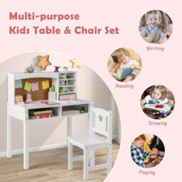Costway Kids Desk And Chair Set Wooden Children Study Table &chair Writing Table Set - thumbnail 8