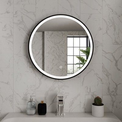 Harper & Harlow 600X600 Lyra Matt Black Led Illuminated Round Bathroom Mirror - image 1