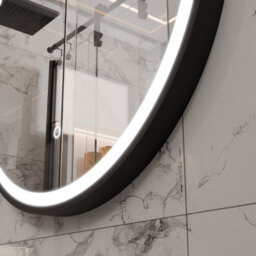 Harper & Harlow 600X600 Lyra Matt Black Led Illuminated Round Bathroom Mirror - thumbnail 8