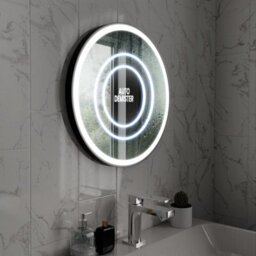 Harper & Harlow 600X600 Lyra Matt Black Led Illuminated Round Bathroom Mirror - thumbnail 3