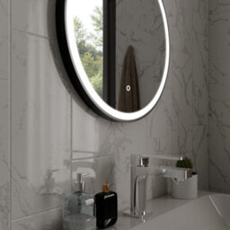 Harper & Harlow 600X600 Lyra Matt Black Led Illuminated Round Bathroom Mirror - thumbnail 4