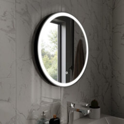 Harper & Harlow 600X600 Lyra Matt Black Led Illuminated Round Bathroom Mirror - thumbnail 6