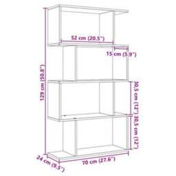 Vidaxl Room Divider Bookcase 4-Tier Grey Sonoma 70X24X129 Cm Engineered Wood - thumbnail 3
