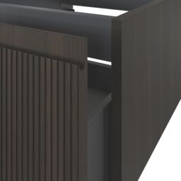 GoodHome Kentia Ribbed Effect Walnut Veneer Wall-Mounted Bathroom Cabinet (H) 300mm (W) 400mm - thumbnail 5