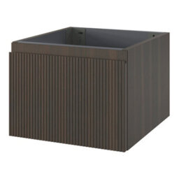 GoodHome Kentia Ribbed Effect Walnut Veneer Wall-Mounted Bathroom Cabinet (H) 300mm (W) 400mm