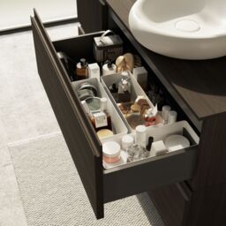 GoodHome Kentia Ribbed Effect Walnut Veneer Wall-Mounted Bathroom Cabinet (H) 300mm (W) 400mm - thumbnail 7