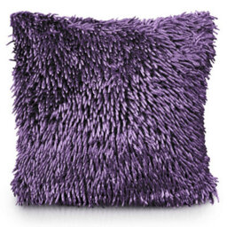 Velosso Velvet Touch Shaggy Chenille Cushion, Soft Texture, Zip Closure, Machine Washable, Luxury Living Room Decor - Plum - thumbnail 1