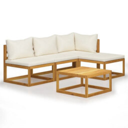 Walplus 5 Piece Garden Lounge Set For Patio, Terrace With Cushions Solid Wood Acacia (Uk/ie/fi/no Only) - thumbnail 2