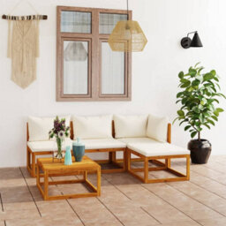 Walplus 5 Piece Garden Lounge Set For Patio, Terrace With Cushions Solid Wood Acacia (Uk/ie/fi/no Only) - thumbnail 1