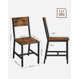 Dining Chair Set Of 2, Steel Frame, Industrial, Rustic Brown And Ink Black - thumbnail 2