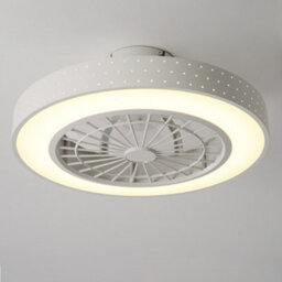 Thehotsale White Dia 48Cm Round Acrylic Dot Lampshade Ceiling Mounted Led Fan Light, 5 Blades With Remote Controller - thumbnail 3