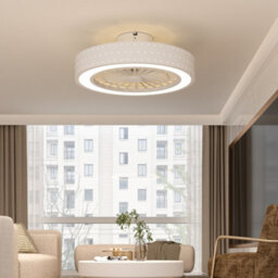 Thehotsale White Dia 48Cm Round Acrylic Dot Lampshade Ceiling Mounted Led Fan Light, 5 Blades With Remote Controller - thumbnail 2