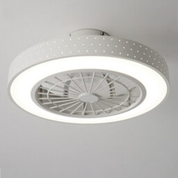 Thehotsale White Dia 48Cm Round Acrylic Dot Lampshade Ceiling Mounted Led Fan Light, 5 Blades With Remote Controller - thumbnail 1